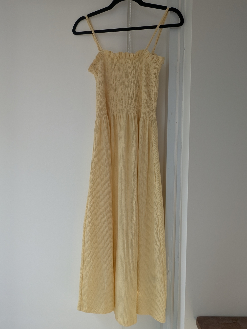 H&M Pale Yellow Smocked Maxi Dress